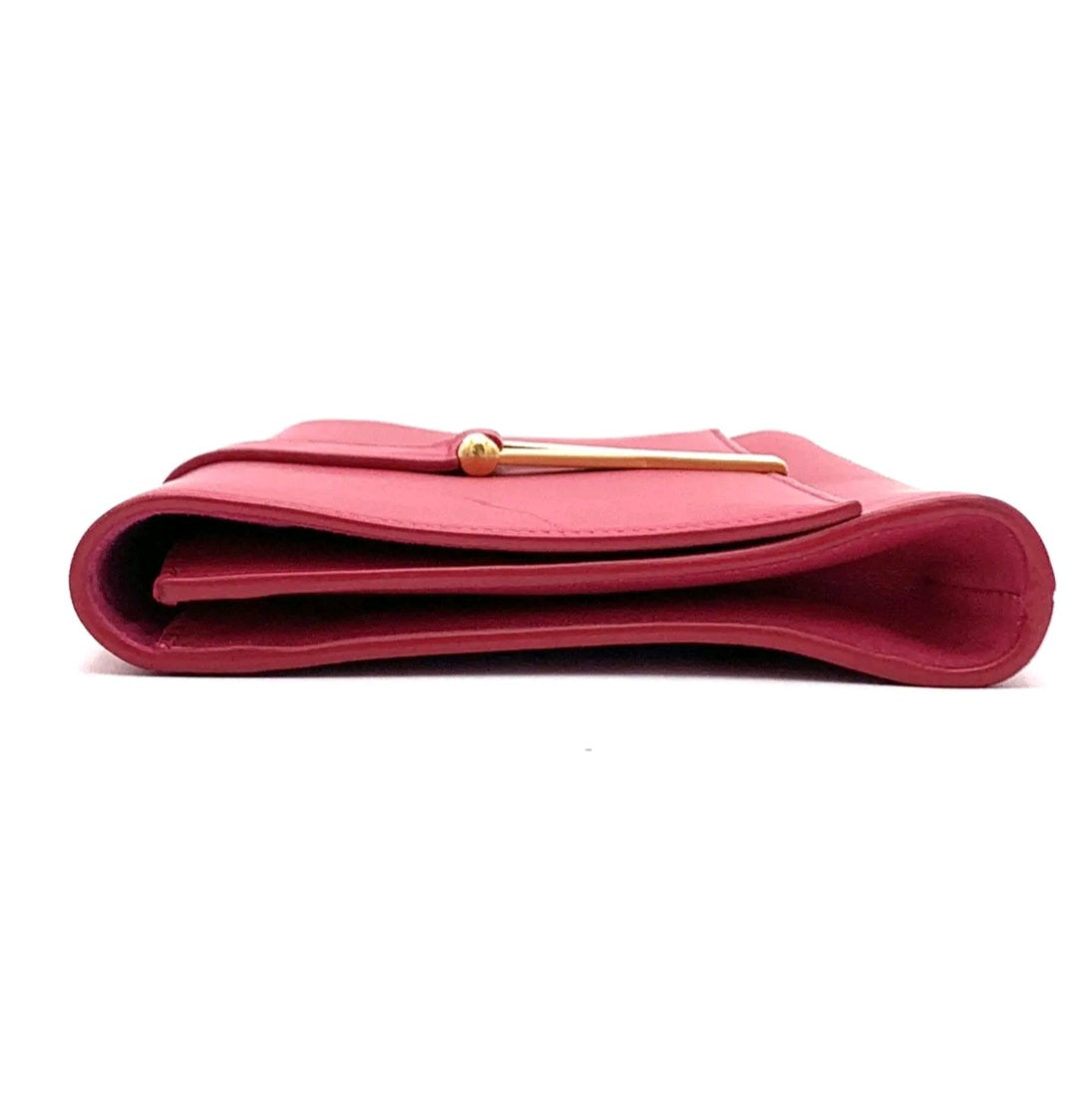Pre-owned Yves Saint Laurent Leather Clutch Chyc Pink